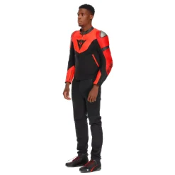 Dainese IPERATTIVA - HERREN-MOTORKRADJACKE AUS LEDER UND STOFF RED-FLUO/BLACK Online