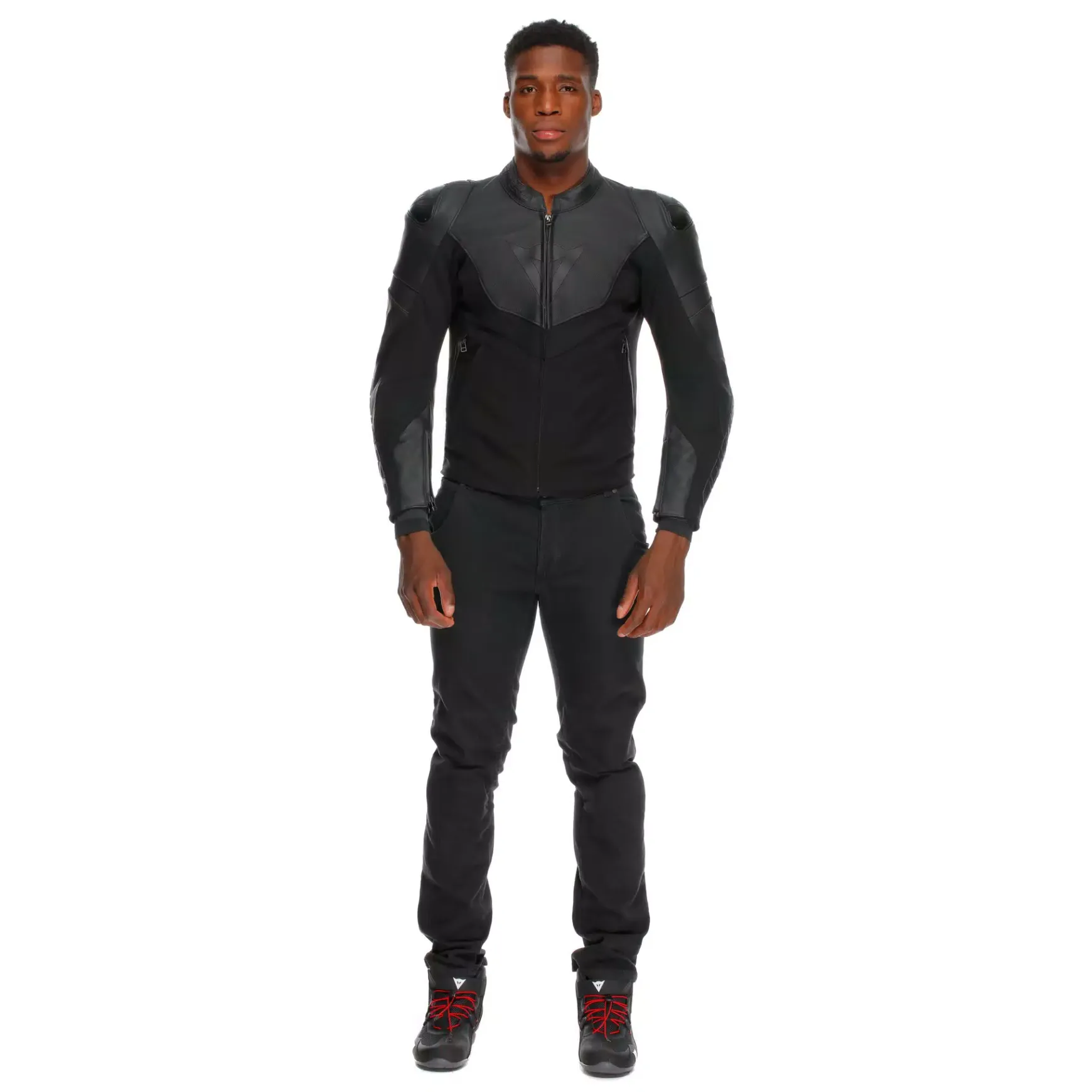 Dainese IPERATTIVA - HERREN-MOTORKRADJACKE AUS LEDER UND STOFF BLACK/BLACK