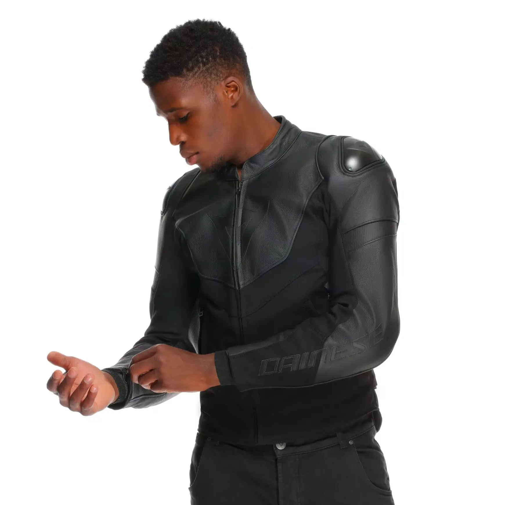 Dainese IPERATTIVA - HERREN-MOTORKRADJACKE AUS LEDER UND STOFF BLACK/BLACK