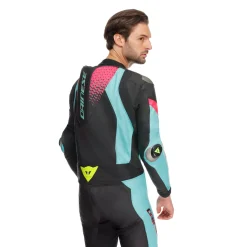 Dainese LAGUNA SECA 6 - EINTEILIGER PERFORIERTER LEDERANZUG HERREN BLACK/WATER/FUXIA Online