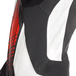 Dainese LAGUNA SECA 6 - EINTEILIGER PERFORIERTER LEDERANZUG HERREN BLACK/WHITE/RED-FLUO New