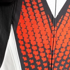 Dainese LAGUNA SECA 6 - EINTEILIGER PERFORIERTER LEDERANZUG HERREN BLACK/WHITE/RED-FLUO Hot