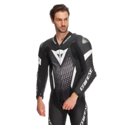 Dainese LAGUNA SECA 6 - EINTEILIGER PERFORIERTER LEDERANZUG HERREN BLACK/WHITE/ANTHRACITE Hot