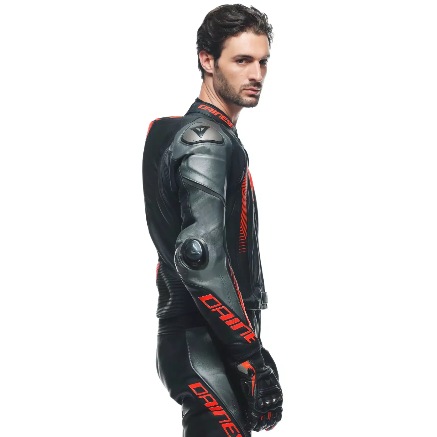 Dainese LAGUNA SECA 5 2PCS LEATHER SUIT BLACK/ANTHRACITE/FLUO-RED New