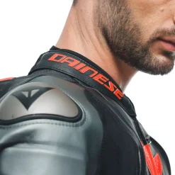 Dainese LAGUNA SECA 5 2PCS LEATHER SUIT BLACK/ANTHRACITE/FLUO-RED New