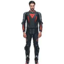 Dainese LAGUNA SECA 5 2PCS LEATHER SUIT BLACK/ANTHRACITE/FLUO-RED New