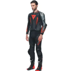 Dainese LAGUNA SECA 5 2PCS LEATHER SUIT BLACK/ANTHRACITE/FLUO-RED New