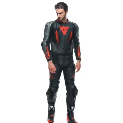 Dainese LAGUNA SECA 5 2PCS LEATHER SUIT BLACK/ANTHRACITE/FLUO-RED New