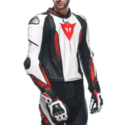 Dainese LAGUNA SECA 5 2PCS LEATHER SUIT BLACK/WHITE/LAVA-RED Online