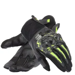 Dainese MIG 3 UNISEX LEATHER GLOVES BLACK/ANTHRACITE/YELLOW-FLUO