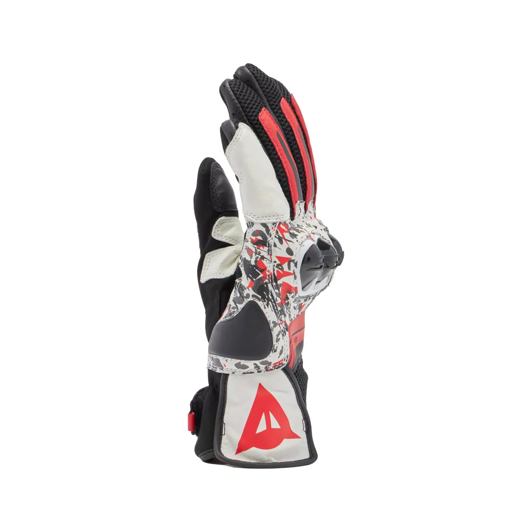 Dainese MIG 3 UNISEX LEATHER GLOVES BLACK/RED SPRAY/WHITE