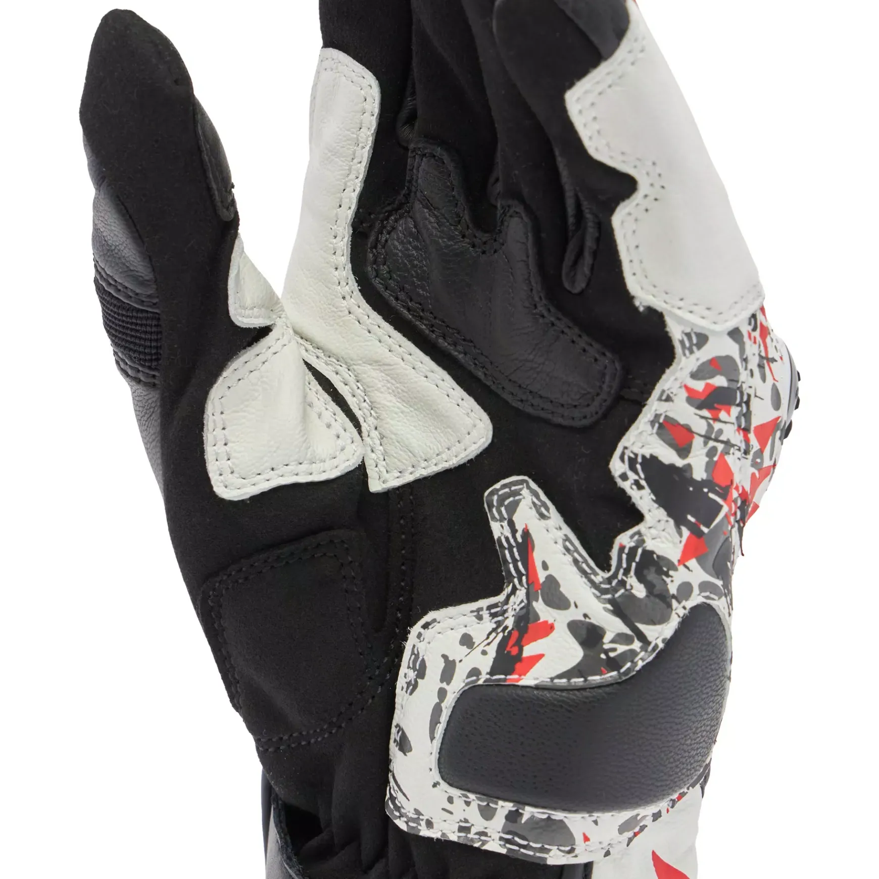 Dainese MIG 3 UNISEX LEATHER GLOVES BLACK/RED SPRAY/WHITE