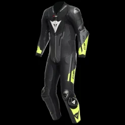 Dainese MISANO 3 PERF. D-AIR® 1PC LEATHER SUIT BLACK/ANTHRACITE/FLUO-YELLOW Best