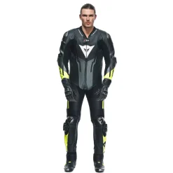 Dainese MISANO 3 PERF. D-AIR® 1PC LEATHER SUIT BLACK/ANTHRACITE/FLUO-YELLOW Best