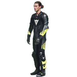 Dainese MISANO 3 PERF. D-AIR® 1PC LEATHER SUIT BLACK/ANTHRACITE/FLUO-YELLOW Best