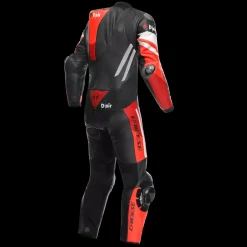 Dainese MISANO 3 PERF. D-AIR® 1PC LEATHER SUIT BLACK/RED/FLUO-RED Outlet