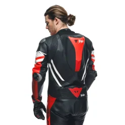 Dainese MISANO 3 PERF. D-AIR® 1PC LEATHER SUIT BLACK/RED/FLUO-RED Outlet