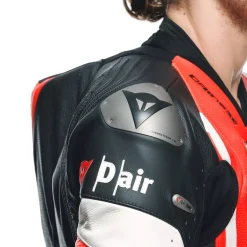 Dainese MISANO 3 PERF. D-AIR® 1PC LEATHER SUIT BLACK/RED/FLUO-RED Outlet