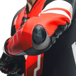 Dainese MISANO 3 PERF. D-AIR® 1PC LEATHER SUIT BLACK/RED/FLUO-RED Outlet