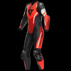 Dainese MISANO 3 PERF. D-AIR® 1PC LEATHER SUIT WMN BLACK/RED/FLUO-RED Outlet