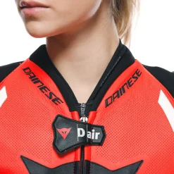 Dainese MISANO 3 PERF. D-AIR® 1PC LEATHER SUIT WMN BLACK/RED/FLUO-RED Outlet