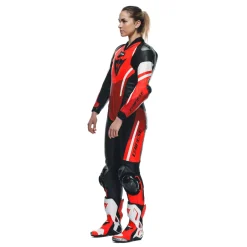Dainese MISANO 3 PERF. D-AIR® 1PC LEATHER SUIT WMN BLACK/RED/FLUO-RED Outlet