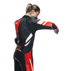 Dainese MISANO 3 PERF. D-AIR® 1PC LEATHER SUIT WMN BLACK/RED/FLUO-RED Outlet
