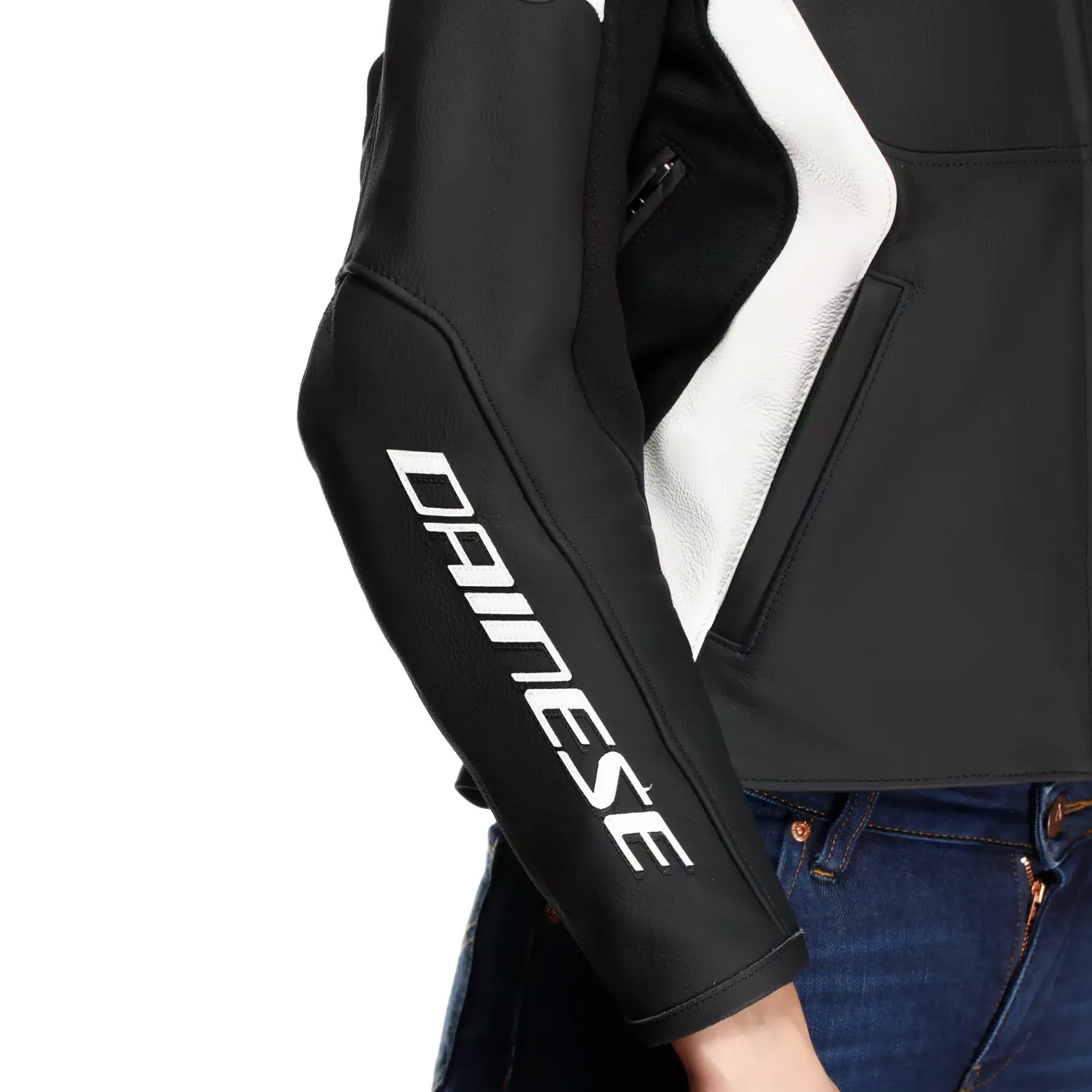 Dainese RACING 5 - DAMEN-MOTORSCHUTZJACKE AUS LEDER BLACK/WHITE Hot