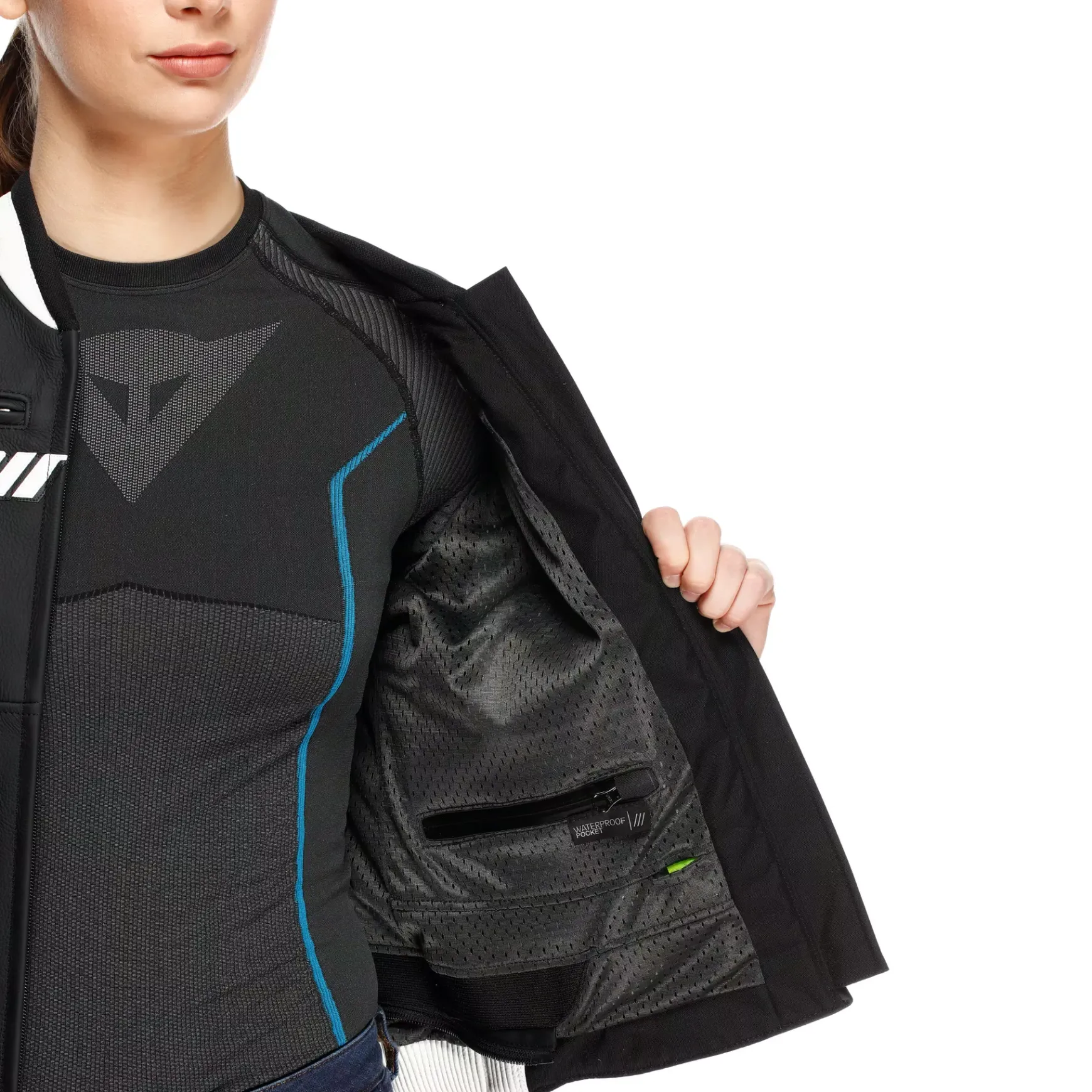 Dainese RACING 5 - DAMEN-MOTORSCHUTZJACKE AUS LEDER BLACK/WHITE Hot