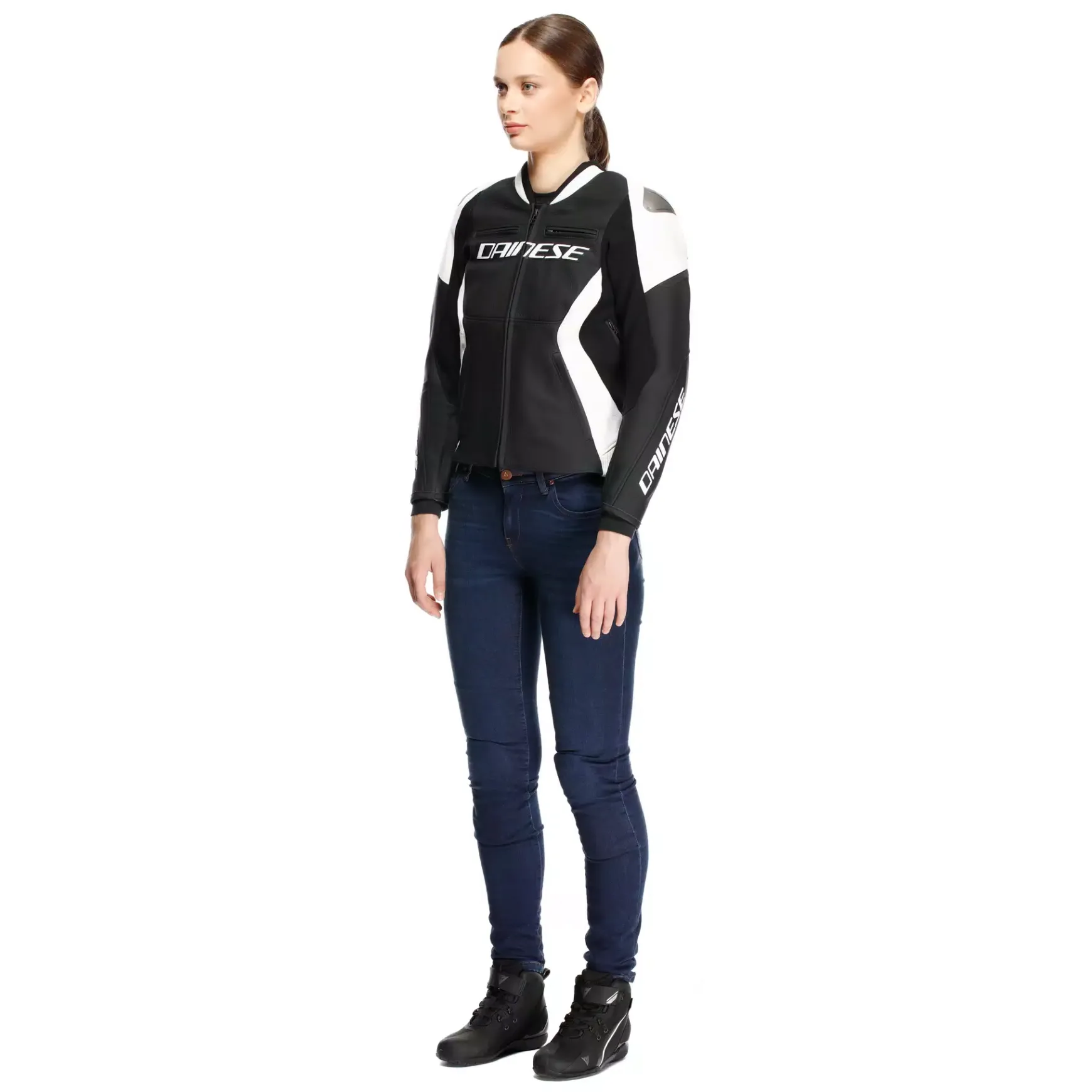 Dainese RACING 5 - DAMEN-MOTORSCHUTZJACKE AUS LEDER BLACK/WHITE Hot