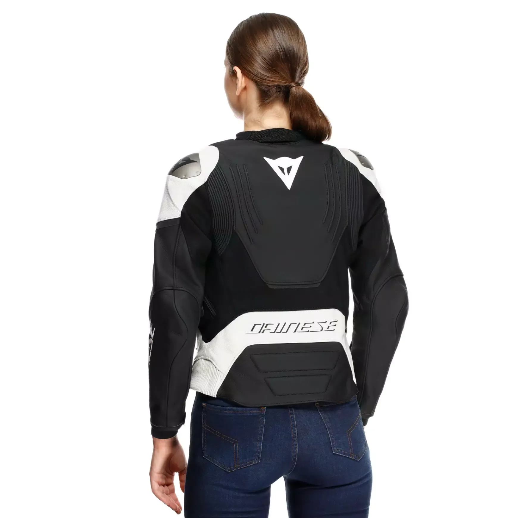 Dainese RACING 5 - DAMEN-MOTORSCHUTZJACKE AUS LEDER BLACK/WHITE Hot