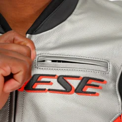 Dainese RACING 5 - MOTORRADLEDERJACKE HERREN SILVER/BLACK/RED-FLUO Clearance