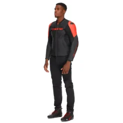 Dainese RACING 5 - MOTORRADLEDERJACKE HERREN BLACK/BLACK/RED-FLUO