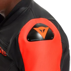 Dainese RACING 5 - MOTORRADLEDERJACKE HERREN BLACK/BLACK/RED-FLUO