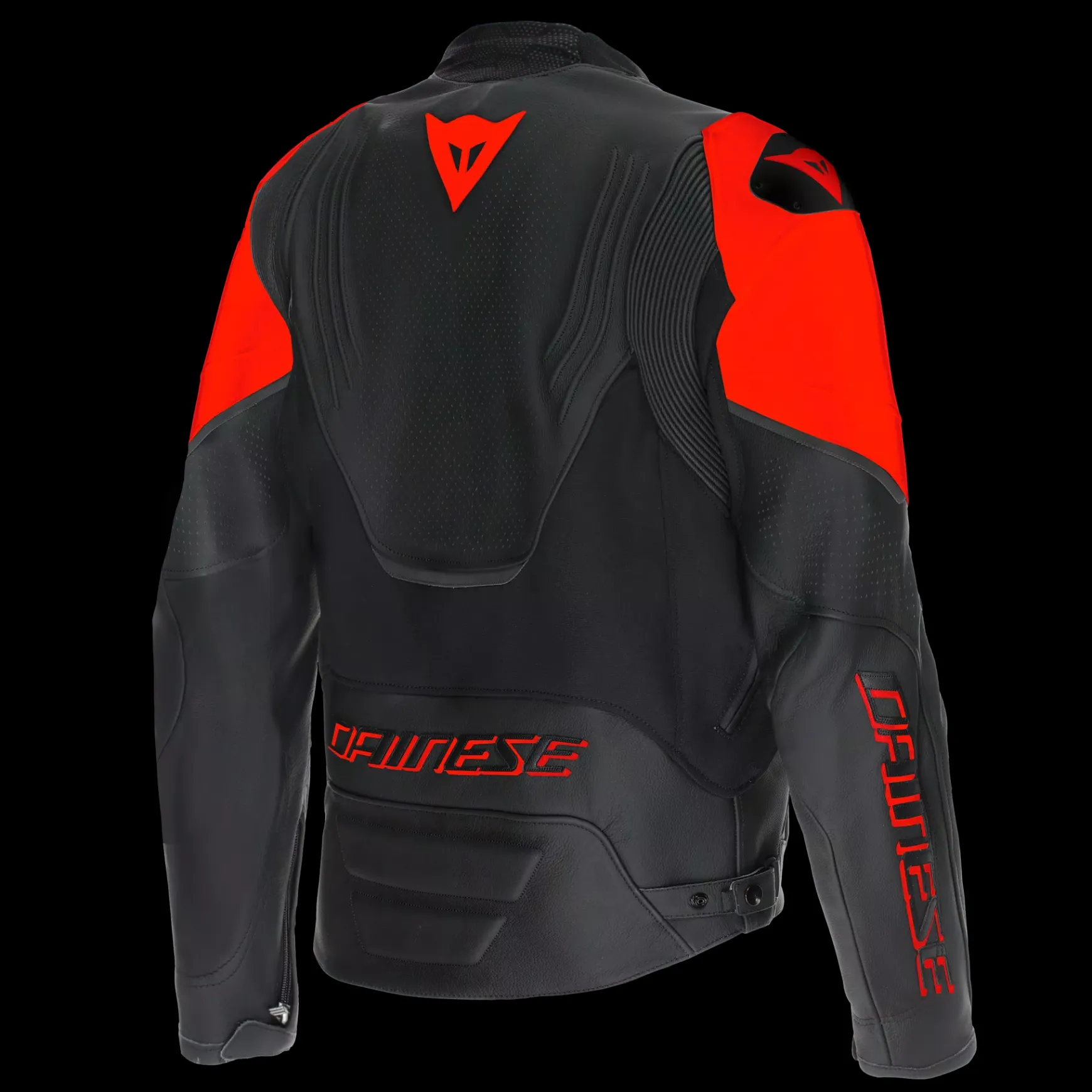 Dainese RACING 5 – PERFORIERTE LEDER-MOTORRADJACKE HERREN BLACK/BLACK/RED-FLUO Clearance