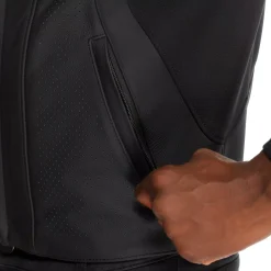 Dainese RACING 5 – PERFORIERTE LEDER-MOTORRADJACKE HERREN BLACK/BLACK/RED-FLUO Clearance
