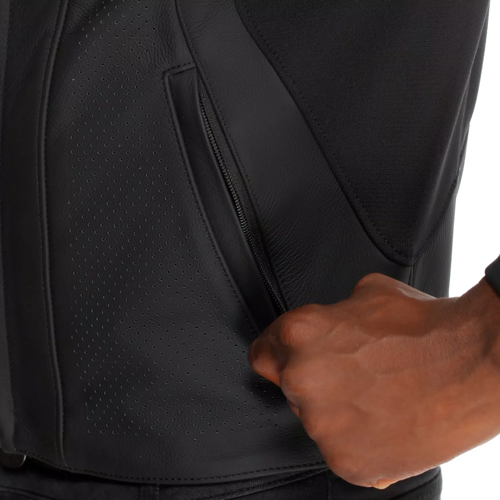 Dainese RACING 5 – PERFORIERTE LEDER-MOTORRADJACKE HERREN BLACK/BLACK/RED-FLUO Clearance