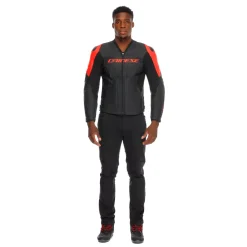 Dainese RACING 5 – PERFORIERTE LEDER-MOTORRADJACKE HERREN BLACK/BLACK/RED-FLUO Clearance