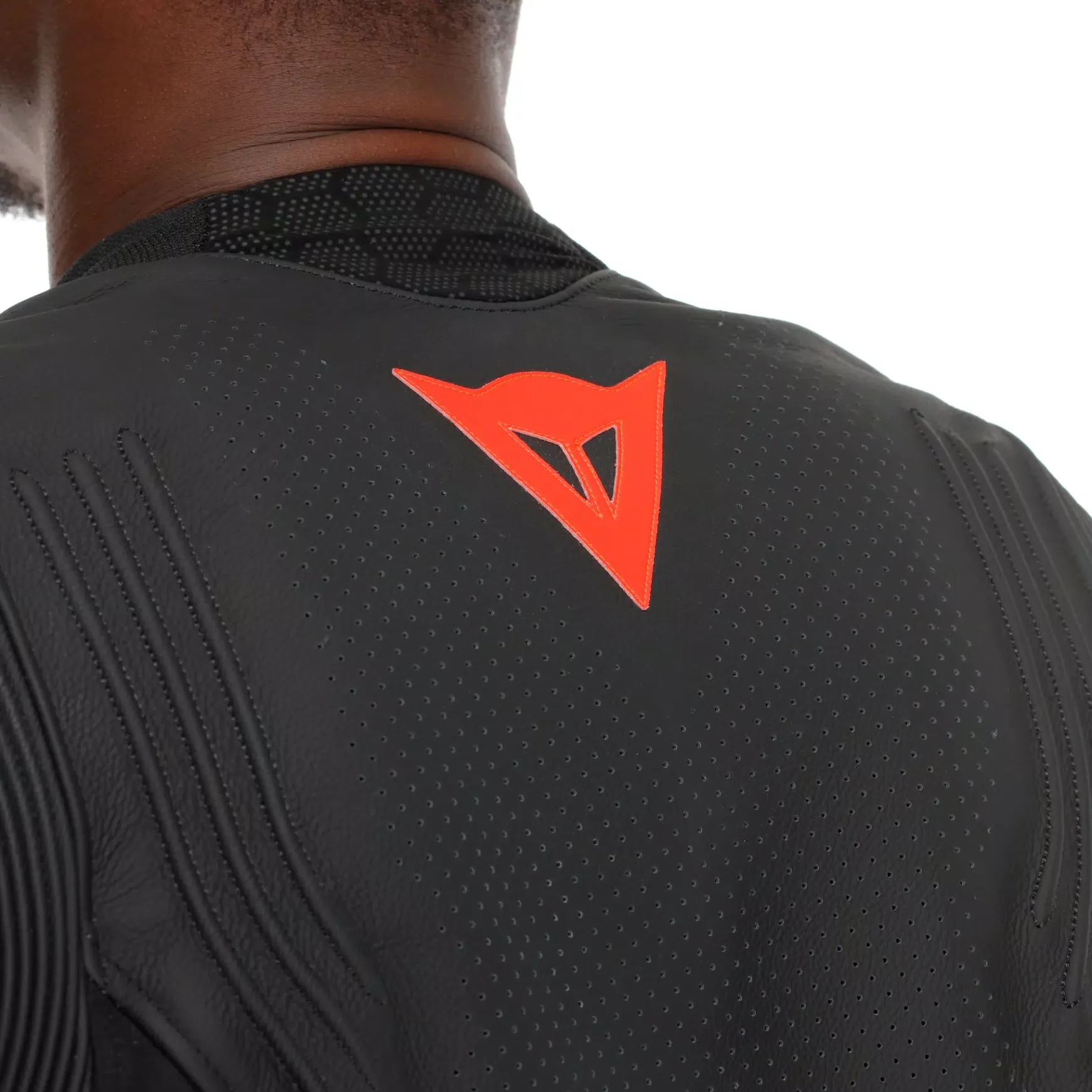 Dainese RACING 5 – PERFORIERTE LEDER-MOTORRADJACKE HERREN BLACK/BLACK/RED-FLUO Clearance