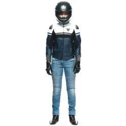 Dainese RAPIDA LADY LEATHER JACKET BLACK-IRIS/WHITE/TIBETAN-PLATINUM Outlet