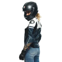 Dainese RAPIDA LADY LEATHER JACKET BLACK-IRIS/WHITE/TIBETAN-PLATINUM Outlet