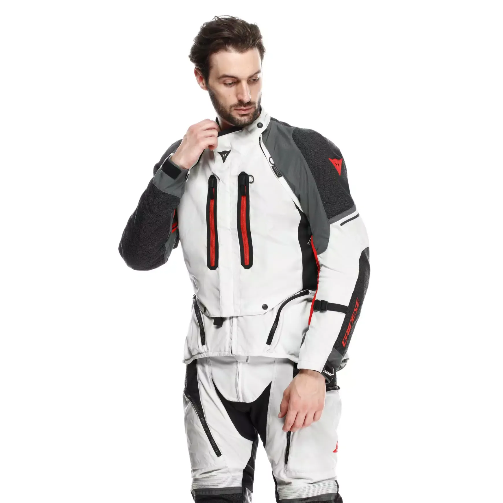 Dainese SUPER ADVENTURE ABSØLUTESHELL™ - MOTORRADJACKE OFF-ROAD HERREN GLACIER-GREY/IRON-GATE/RED Clearance
