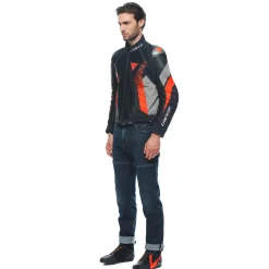 Dainese SUPER RIDER 2 ABSOLUTESHELL™ JACKET BLACK/DARK-GULL-GRAY/FLUO-RED Hot