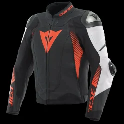 Dainese SUPER SPEED 4 - PERFORIERTE LEDER-MOTORRADJACKE HERREN BLACK-MATT/WHITE/FLUO-RED