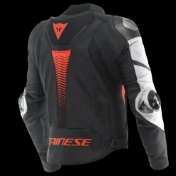 Dainese SUPER SPEED 4 - PERFORIERTE LEDER-MOTORRADJACKE HERREN BLACK-MATT/WHITE/FLUO-RED
