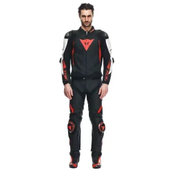 Dainese SUPER SPEED 4 - PERFORIERTE LEDER-MOTORRADJACKE HERREN BLACK-MATT/WHITE/FLUO-RED