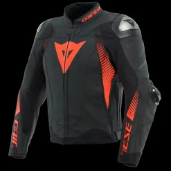 Dainese SUPER SPEED 4 LEATHER JACKET BLACK-MATT/FLUO-RED Discount