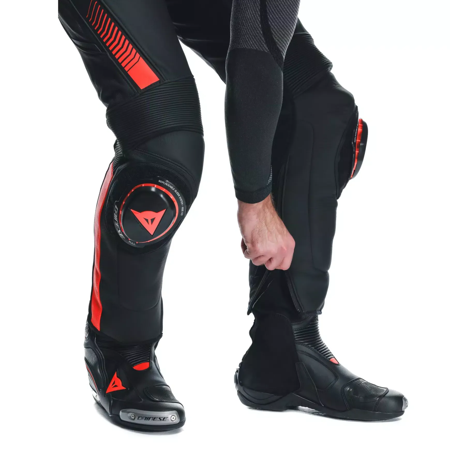 Dainese SUPER SPEED LEATHER PANTS BLACK/RED-FLUO Best