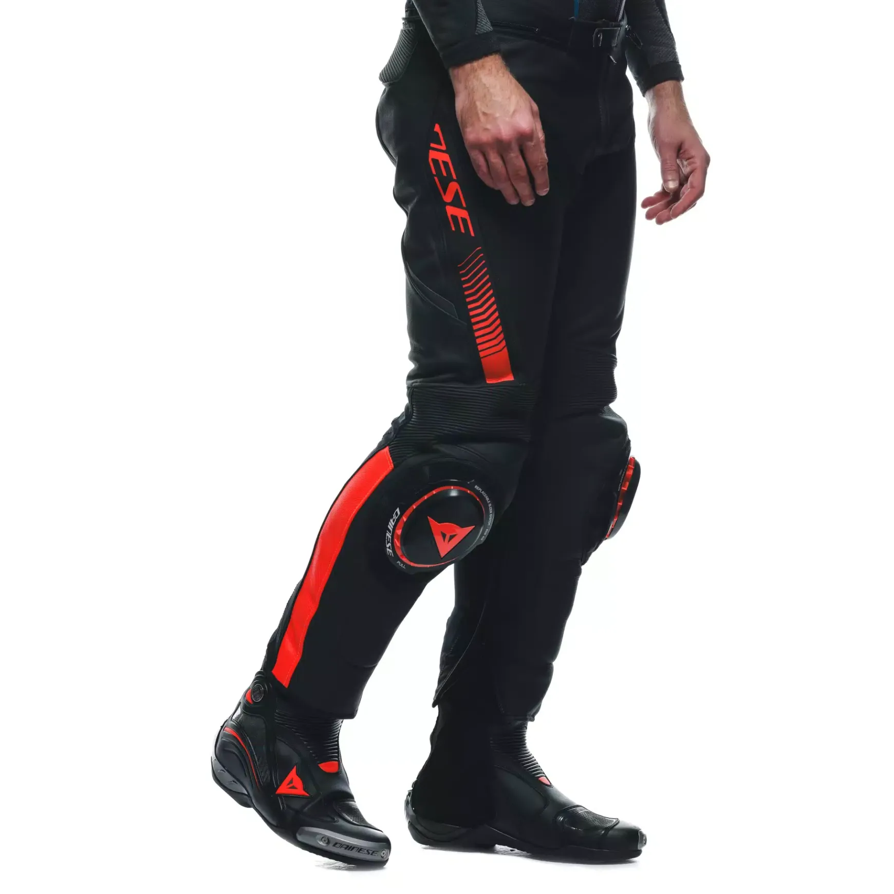 Dainese SUPER SPEED LEATHER PANTS BLACK/RED-FLUO Best