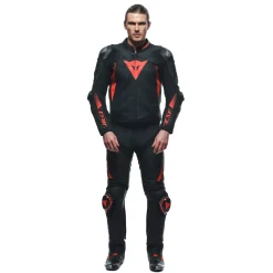 Dainese SUPER SPEED LEATHER PANTS BLACK/RED-FLUO Best